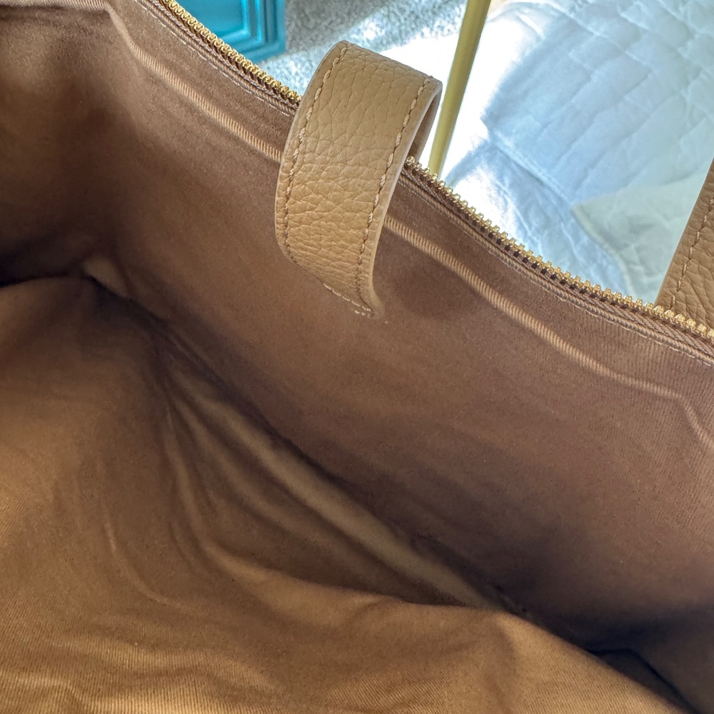 NWOT Quince Italian Leather Triple Compartment Weekender - golden tan - Picture 5 of 7
